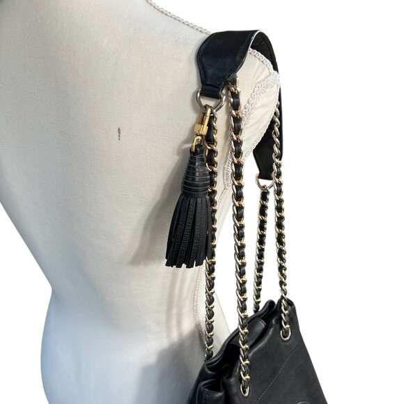 Tory Burch Soft Quilted Fleming Mini Bucket Bag Black Leather - Picture 7 of 16